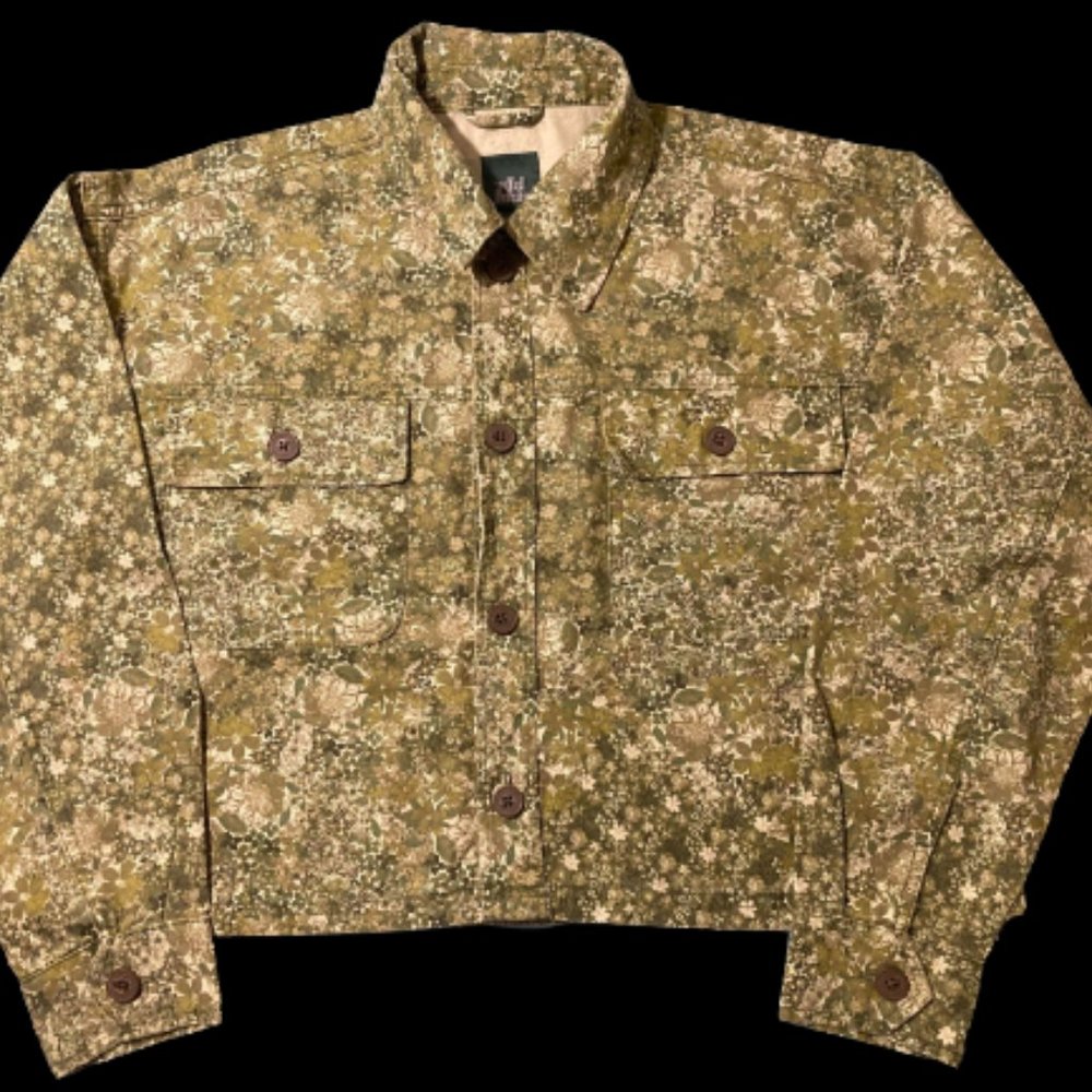 Wild Fable Green Floral Button Up Jacket Size M